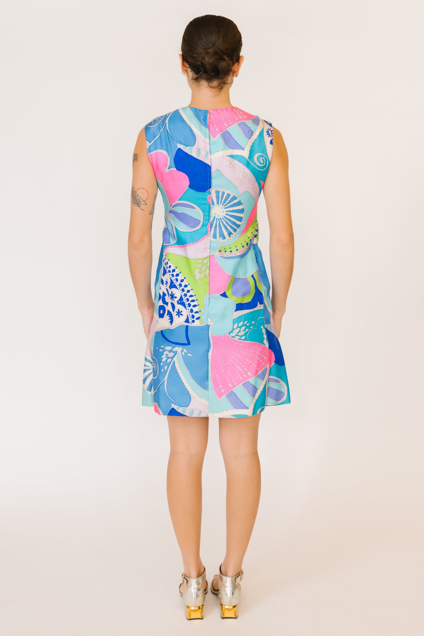 1970s Psychedelic Blue Paisley Silk Dress