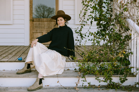 TOAST Pleated Cotton Linen Skirt - Ecru