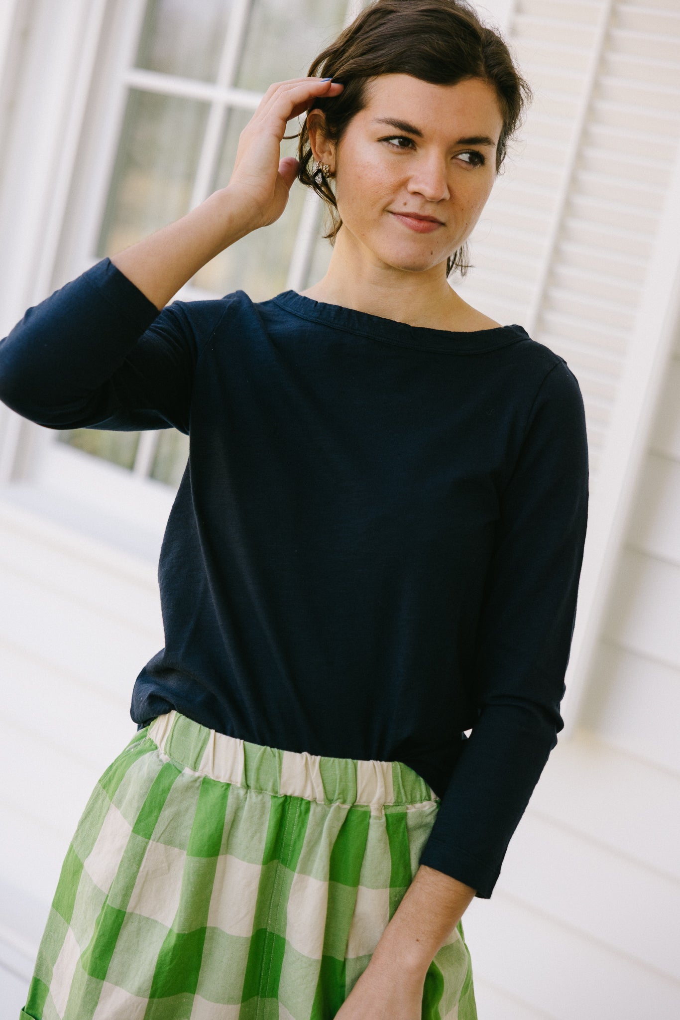 TOAST Gingham Linen Cotton Trousers - Lawn Green/Pulp