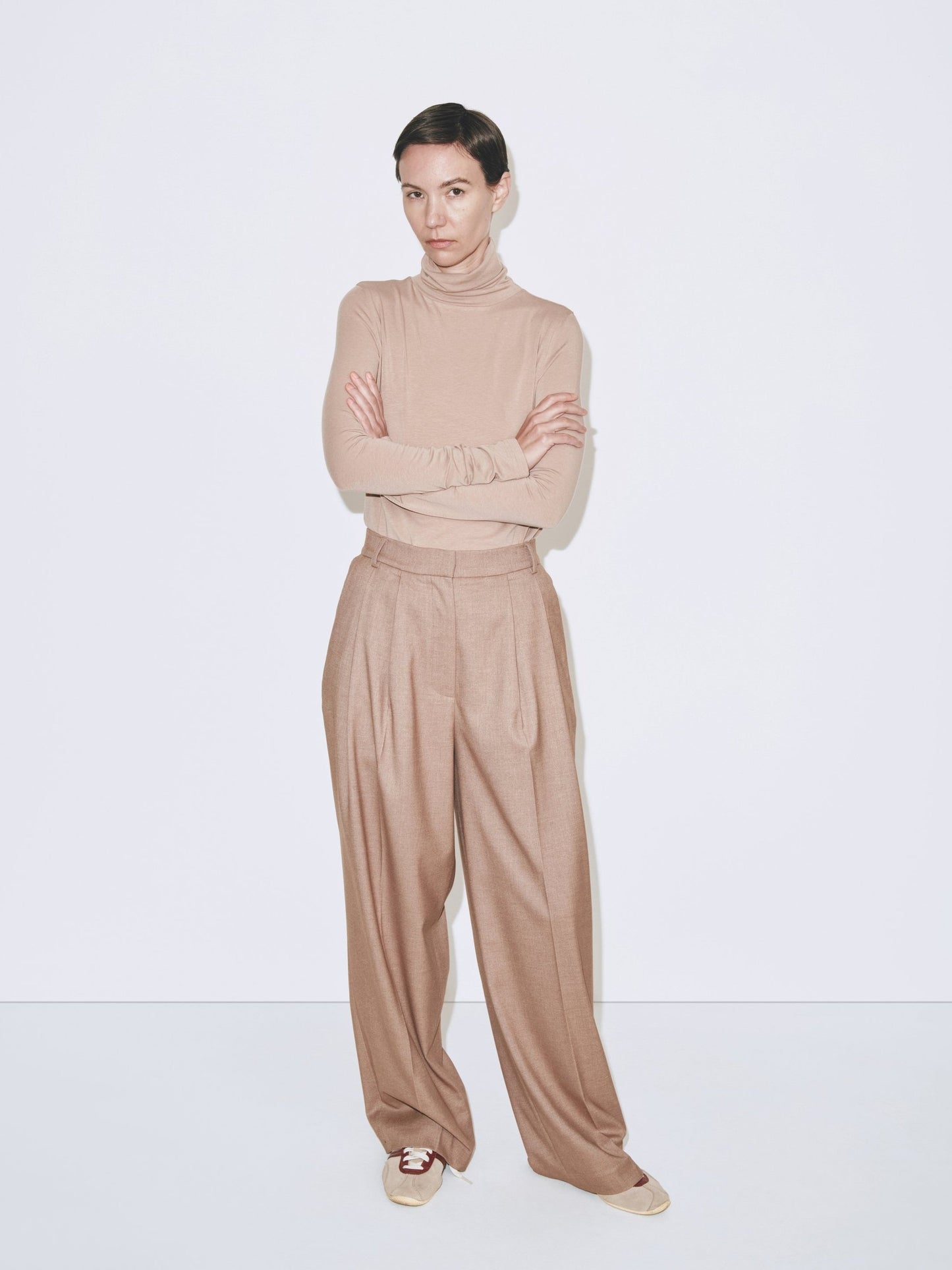 Mijeong Park Roll Neck Jersey Top - Beige