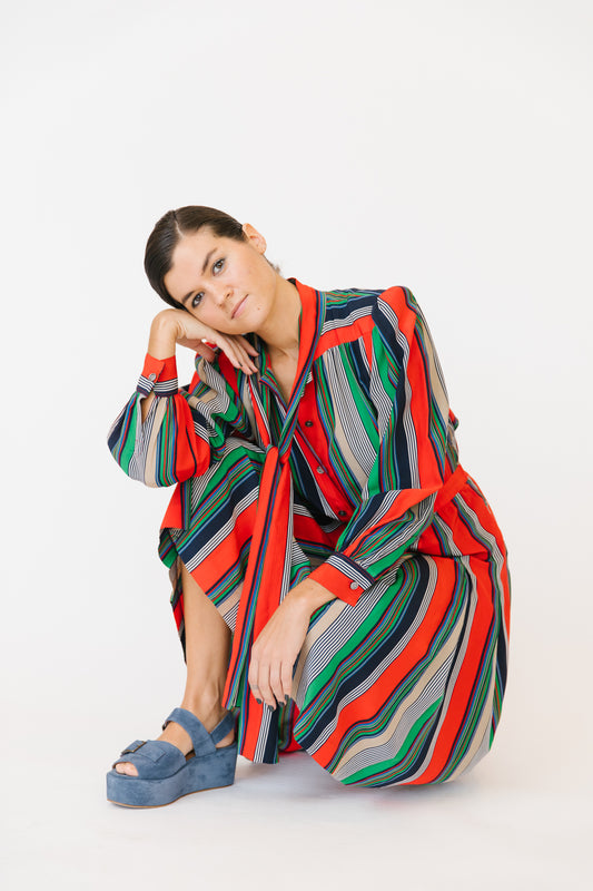 Saint Laurent Rive Gauche Regatta Stripe Dress