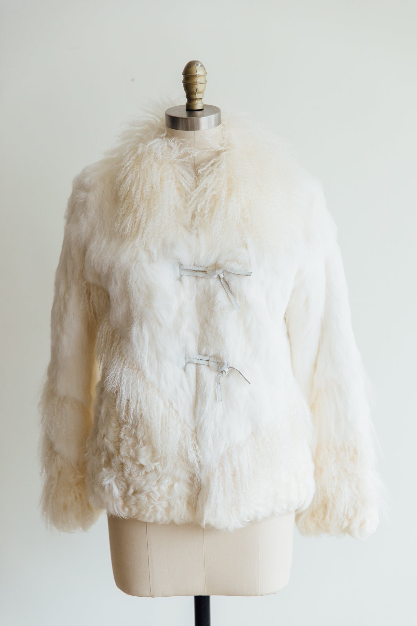 Che-Bella White Curly Lamb Jacket