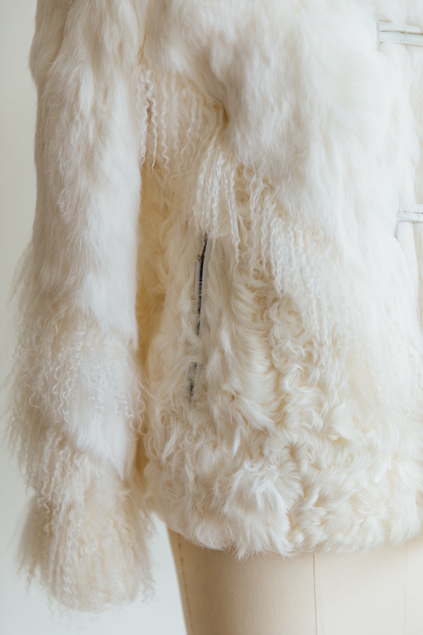 Che-Bella White Curly Lamb Jacket