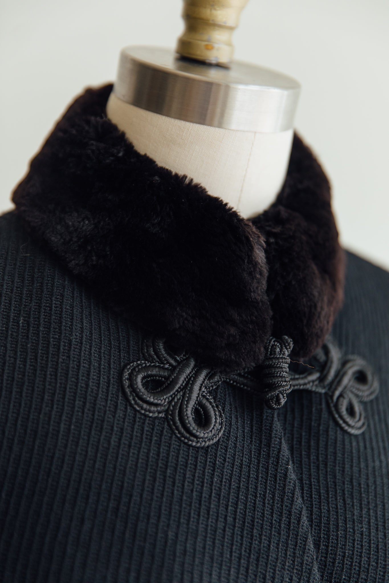 Valentino Black Wool and Fur Jacket