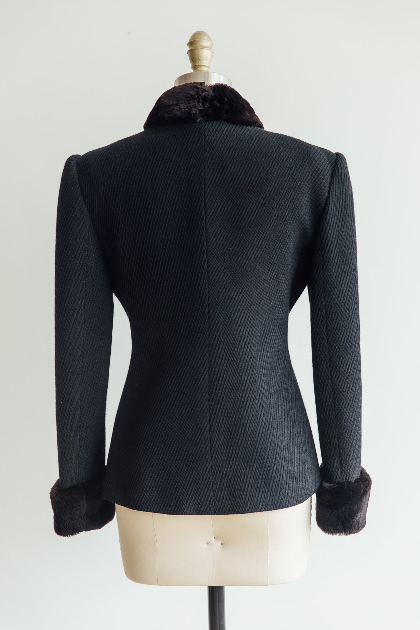 Valentino Black Wool and Fur Jacket