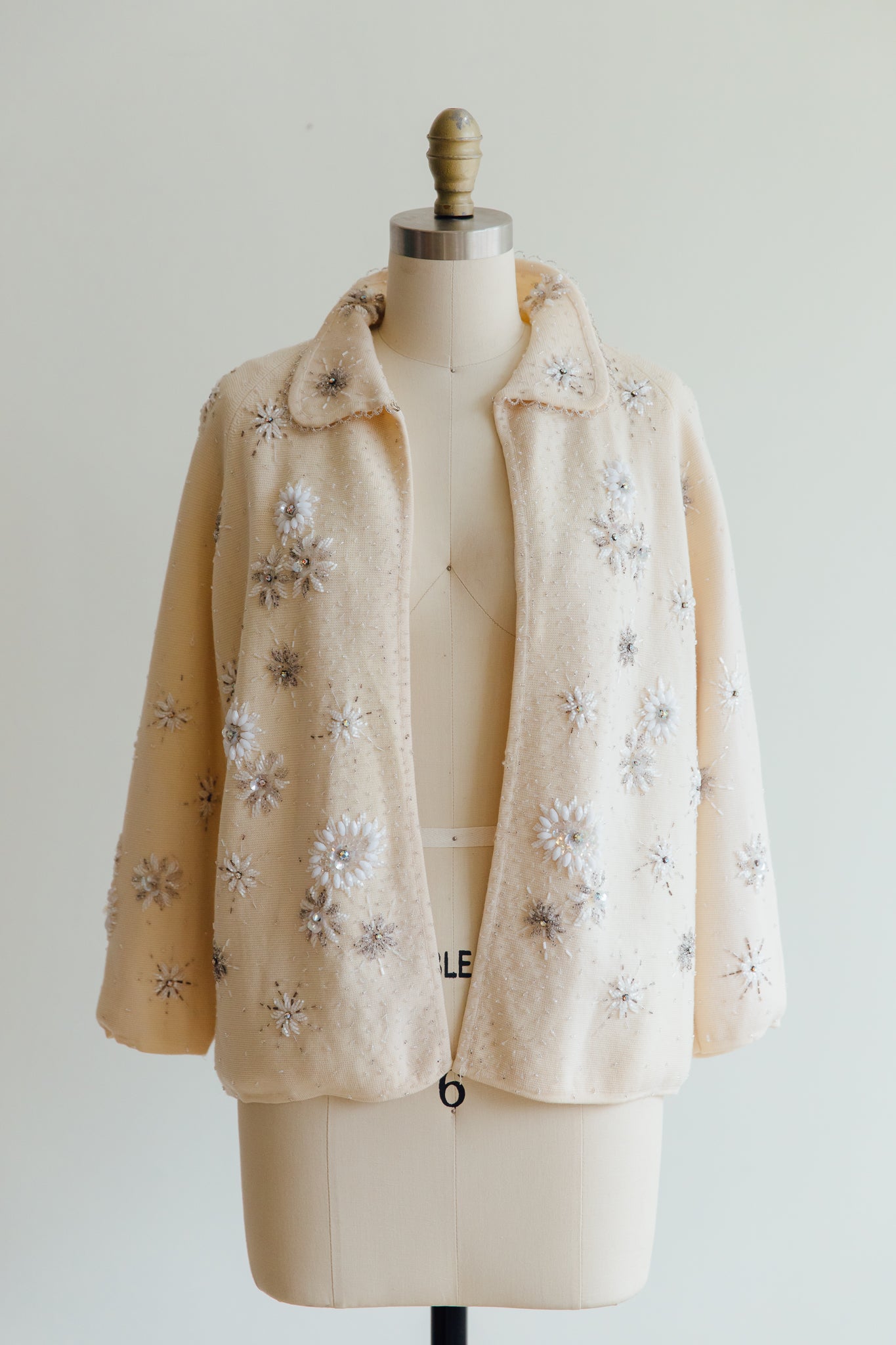 Cream Beaded Cardigan