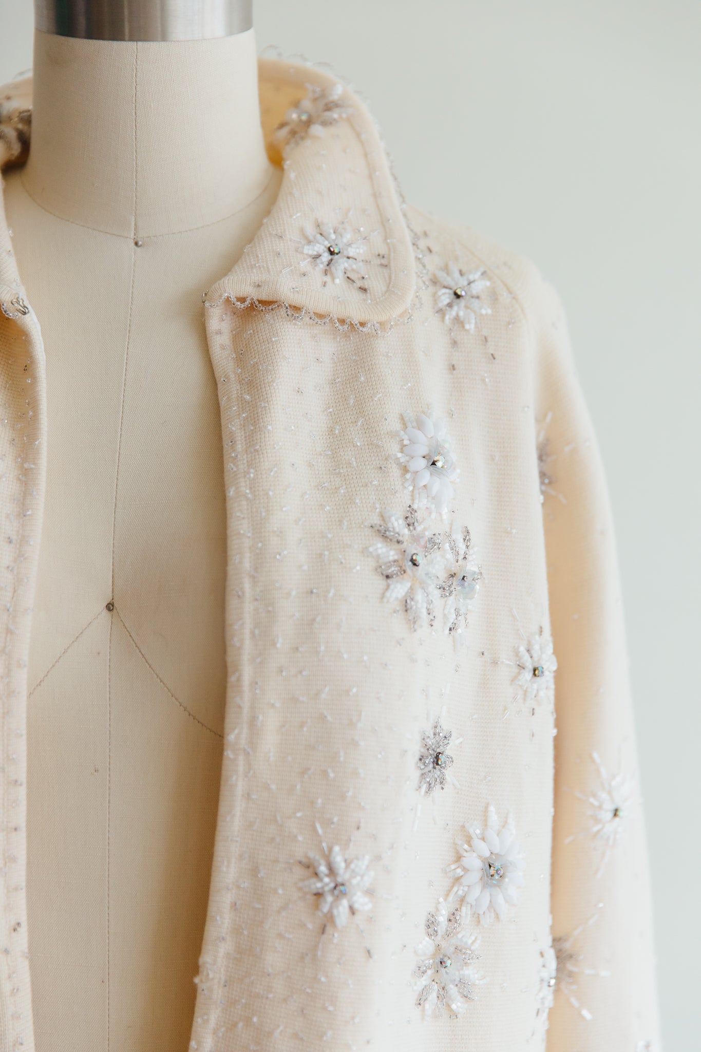 Cream Beaded Cardigan