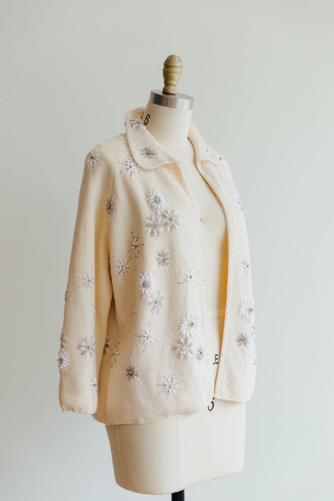 Cream Beaded Cardigan