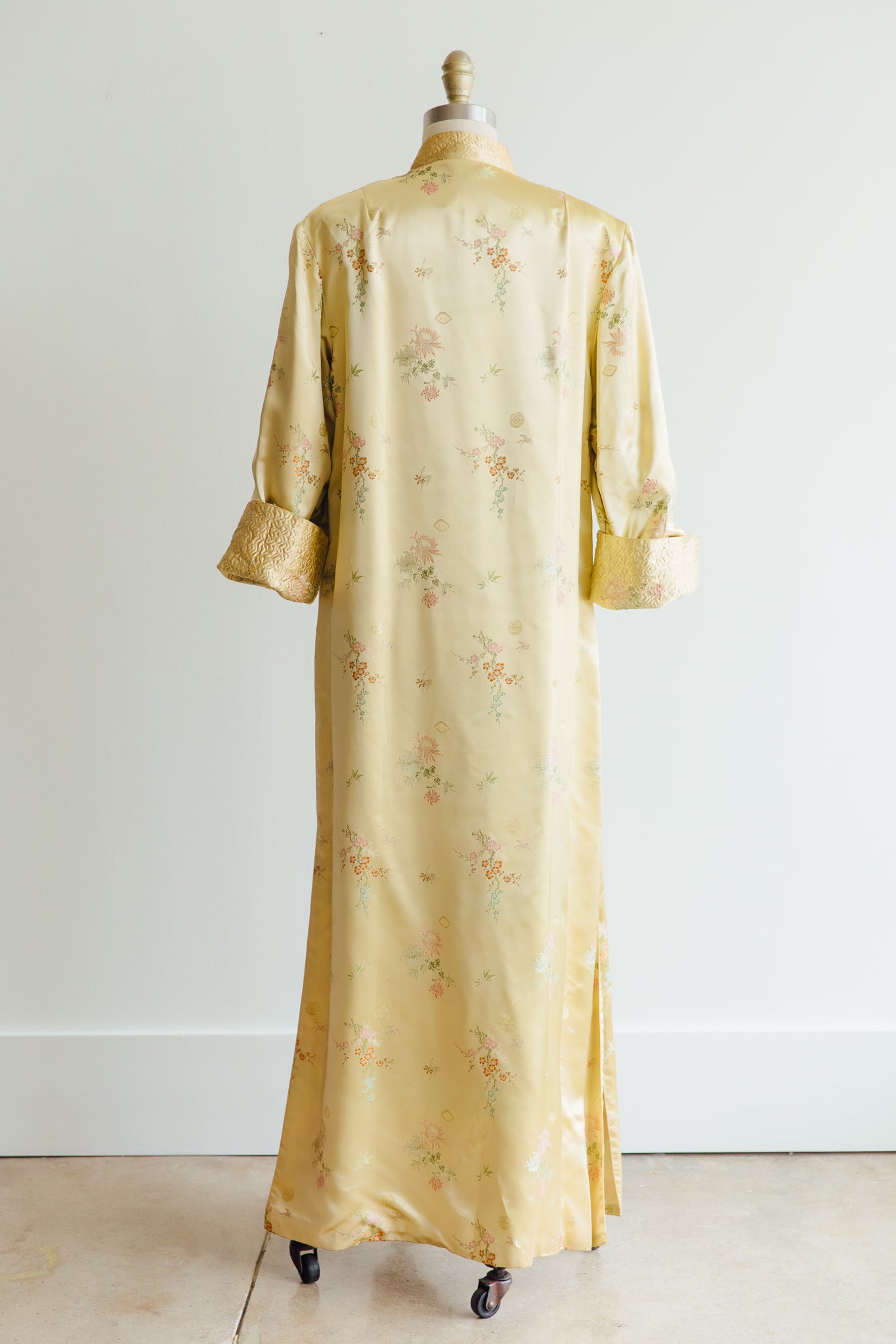 Oriental Yellow Silk Brocade Duster