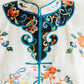 White Silk Cheongsam-Style Embroidered Tunic