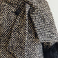 Black Fur and Tweed Neck Tie Coat