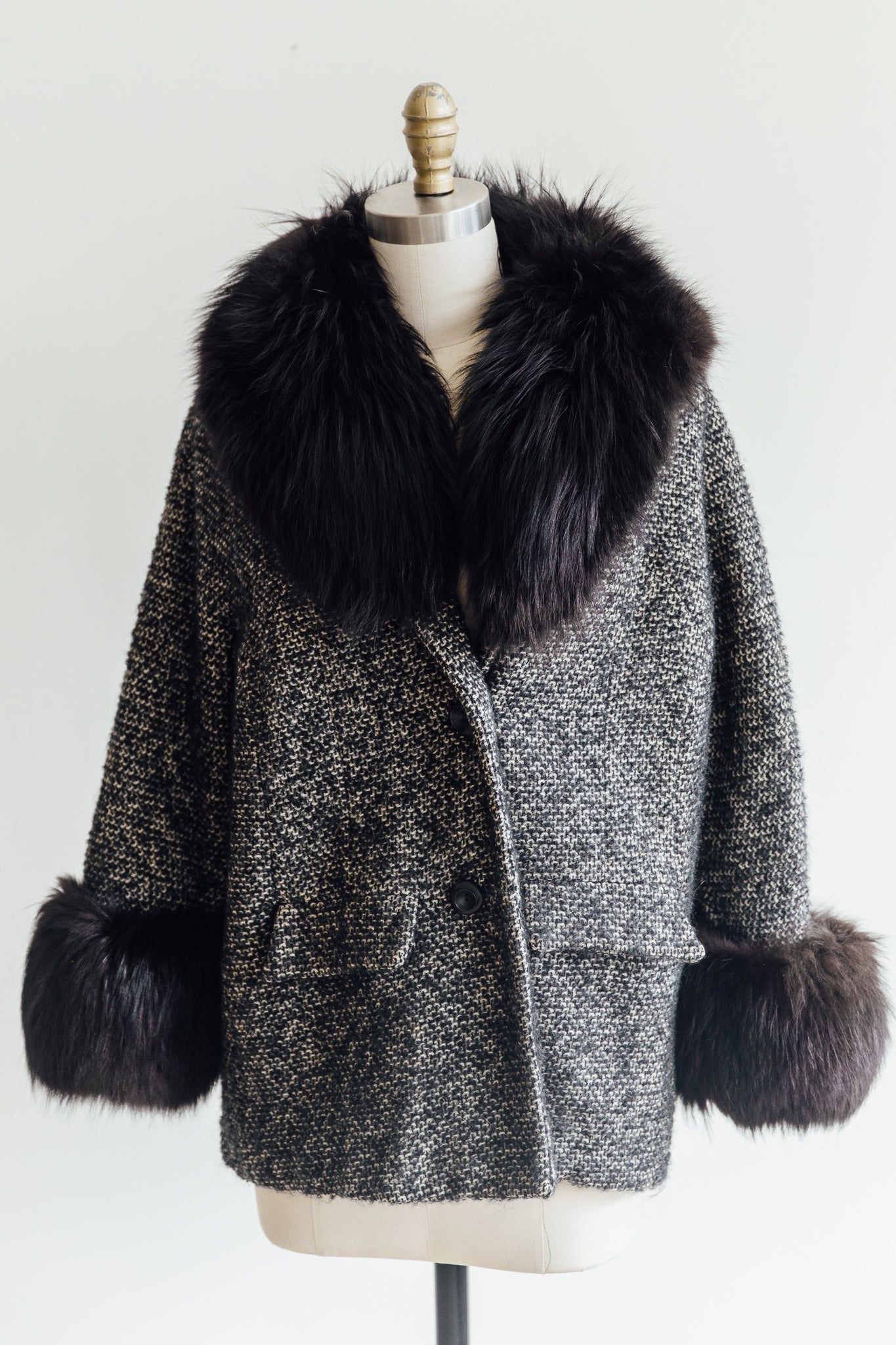 Weinberg's Charcoal Tweed Fur Jacket