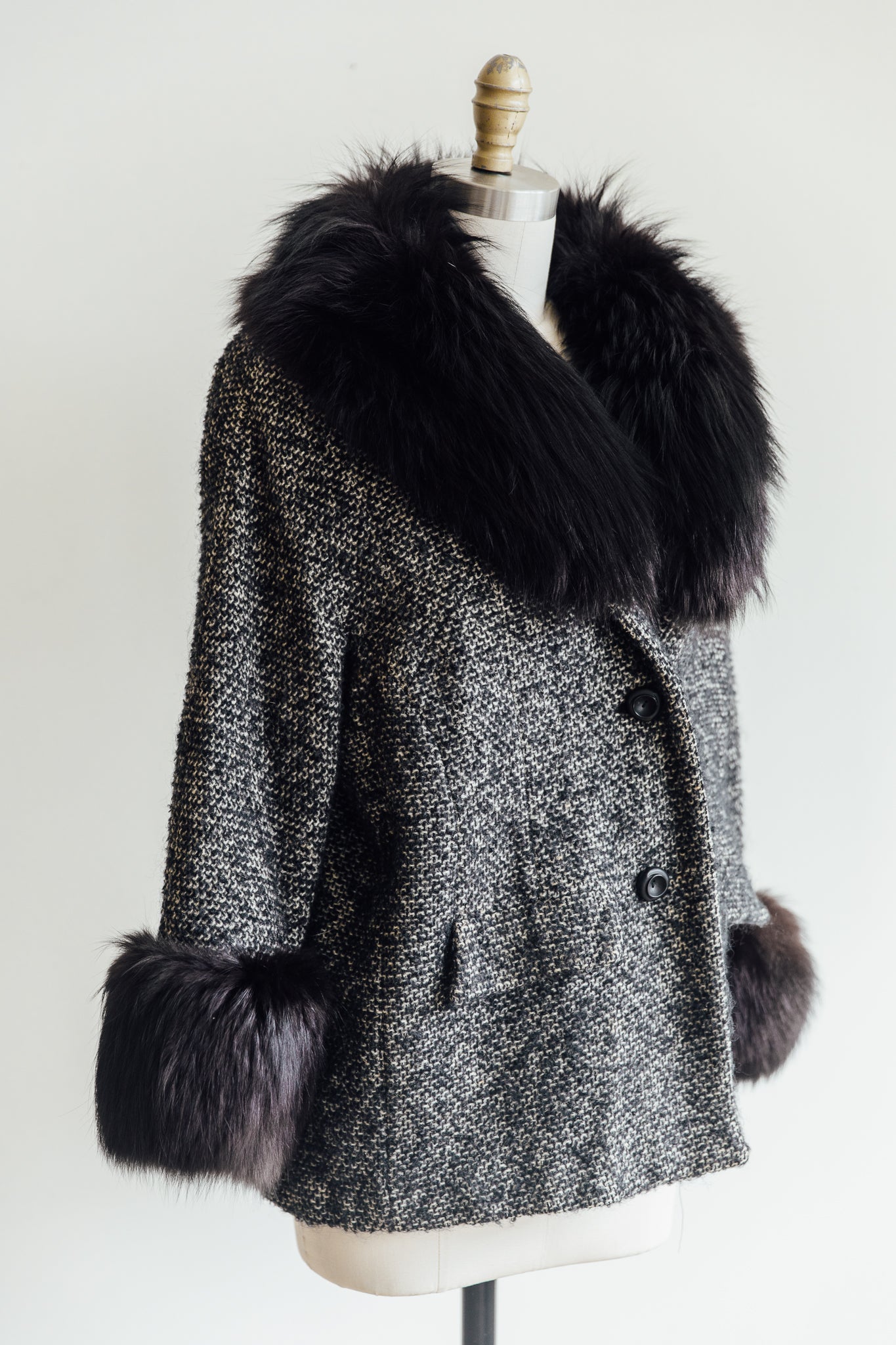 Weinberg's Charcoal Tweed Fur Jacket