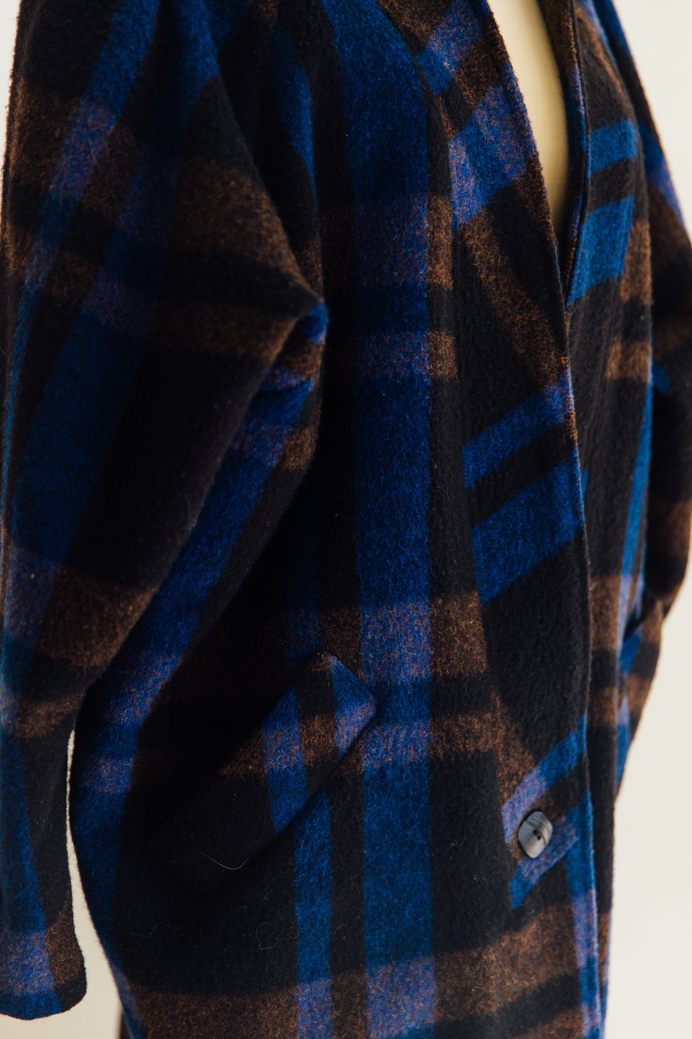 Blue Plaid Cocoon Coat