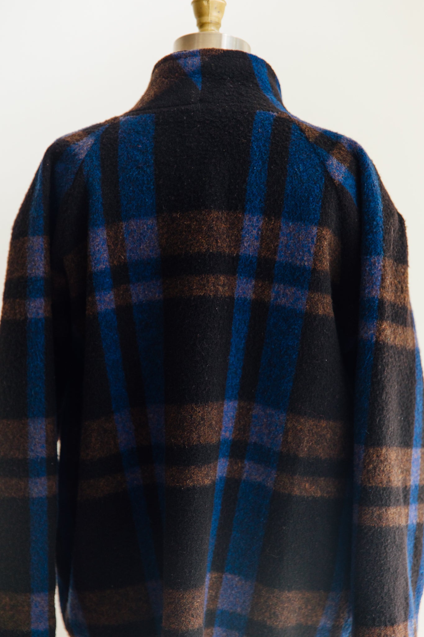 Blue Plaid Cocoon Coat