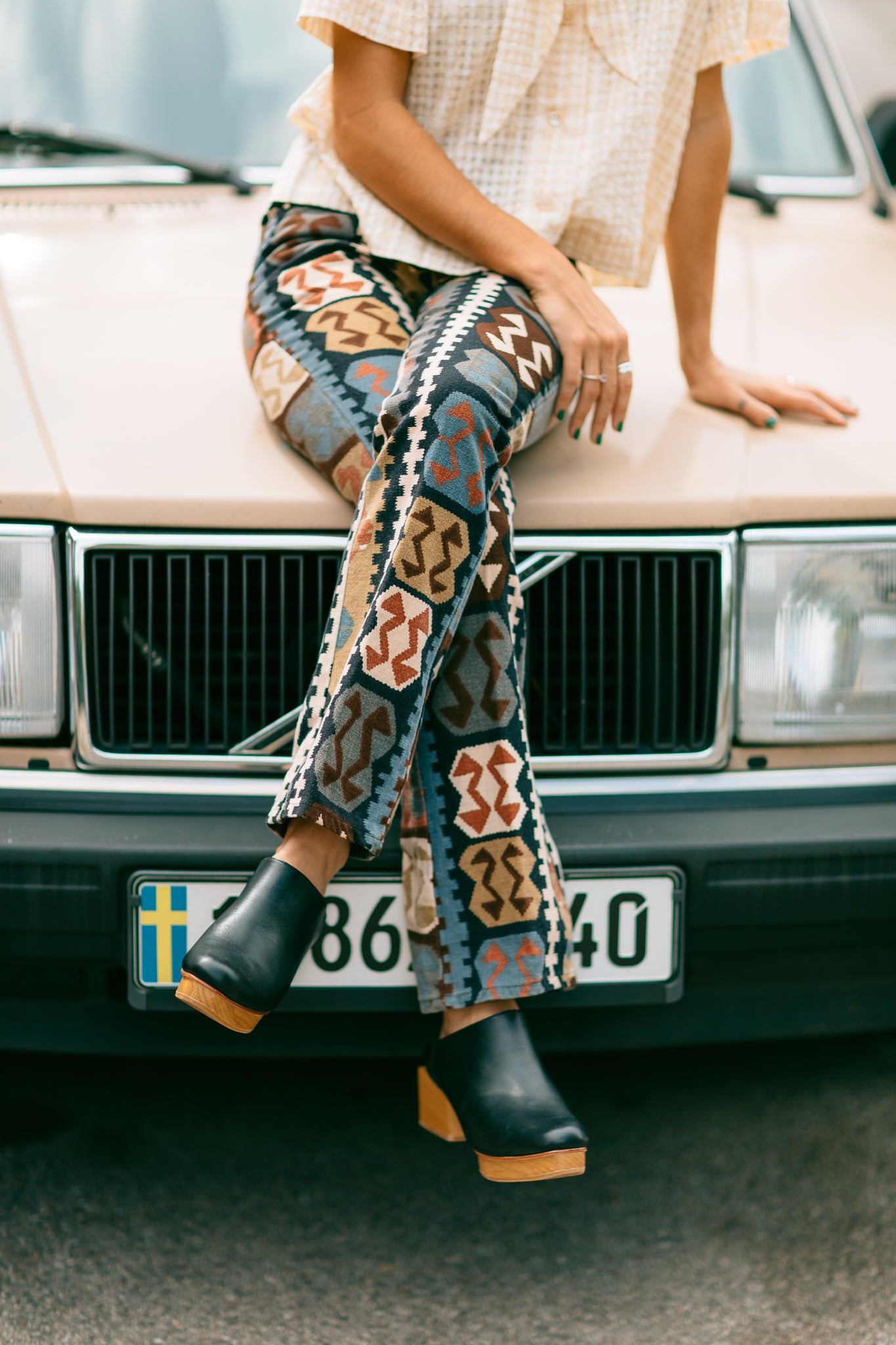 Printed Bootcut Jeans