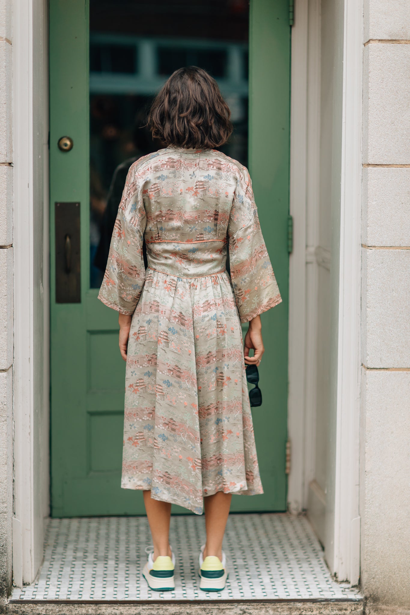 Taupe Chinese Brocade Dress