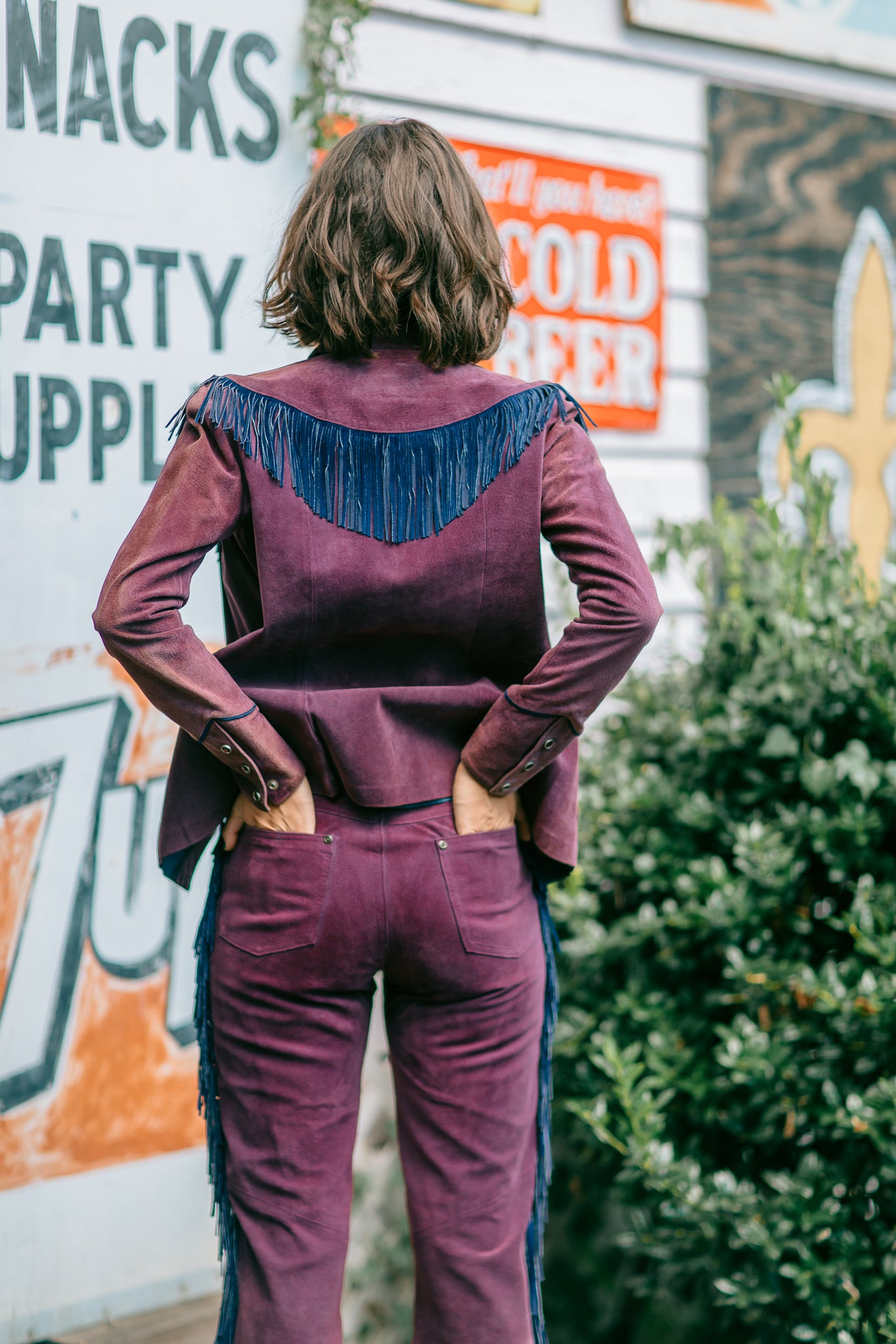 Purple Suede Fringe Pants