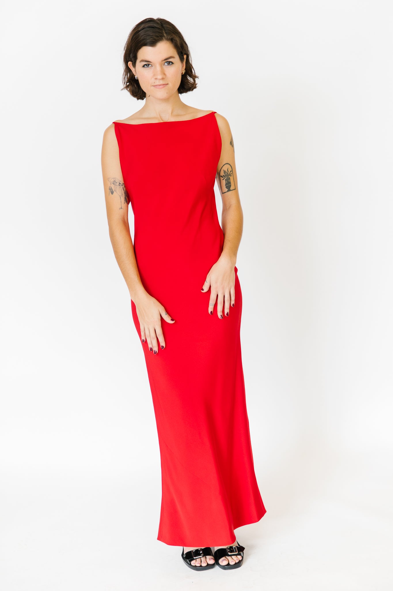 1940s Maurice Rentner Red Evening Gown