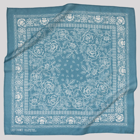 Last Chance Cotton Rosey Bandana - Faded Blue