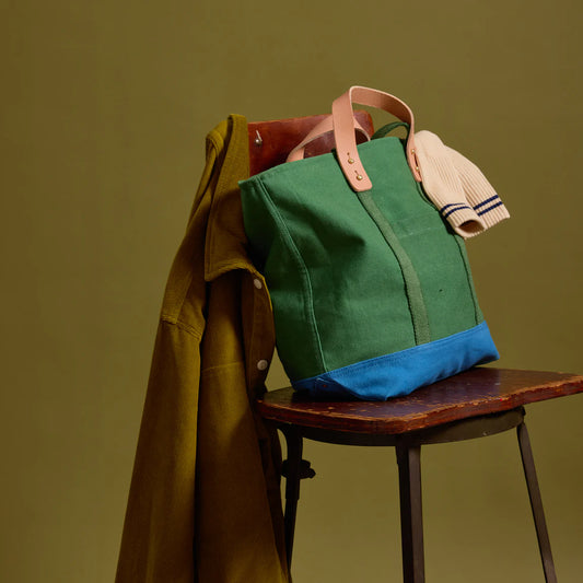 Immodest Cotton Small Zipper Tote - Pine+Ocean