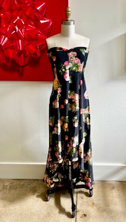 Krizia Black Floral Silk Black gown