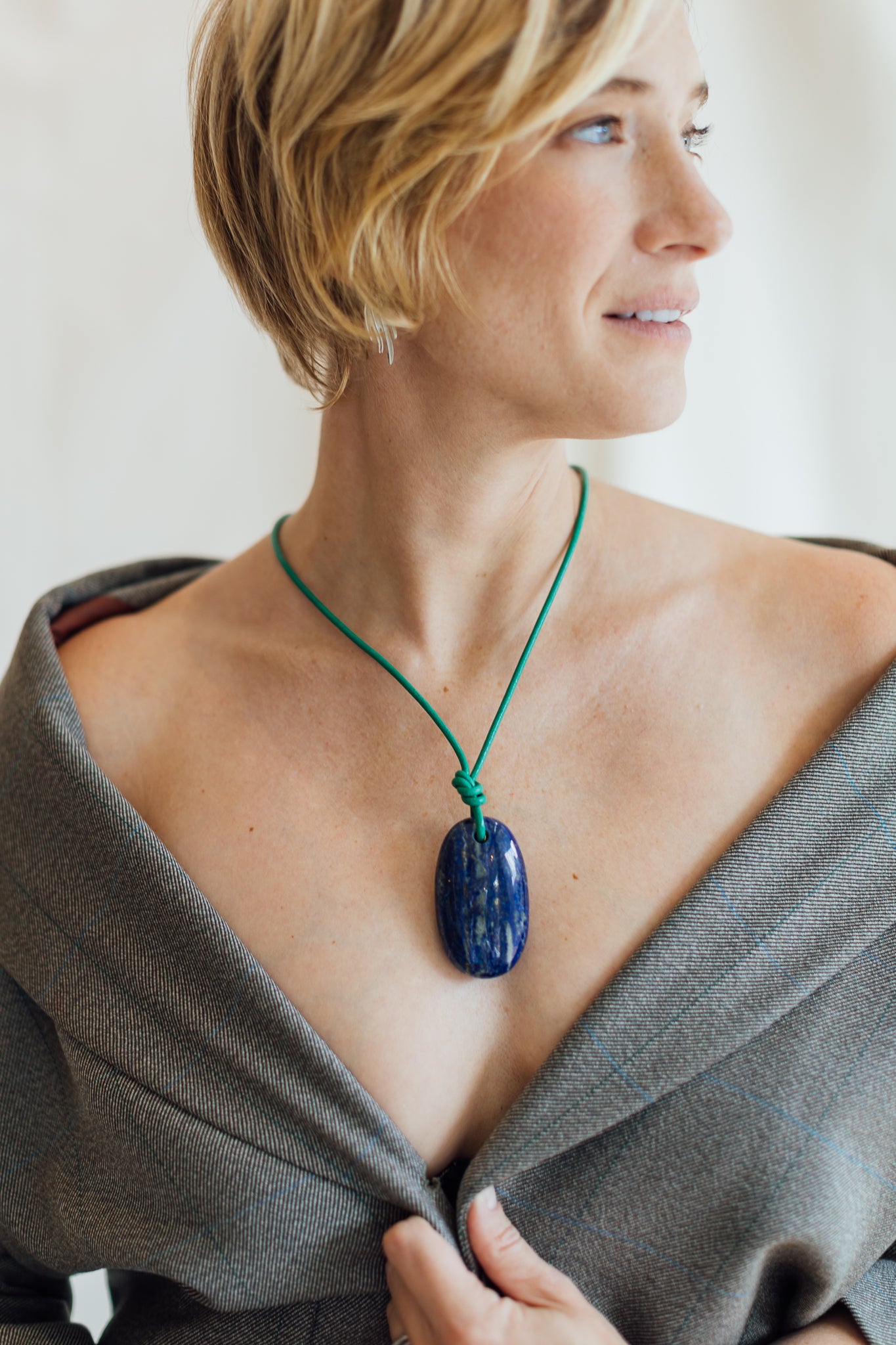 Matthew Swope Lapis on Leather Cord