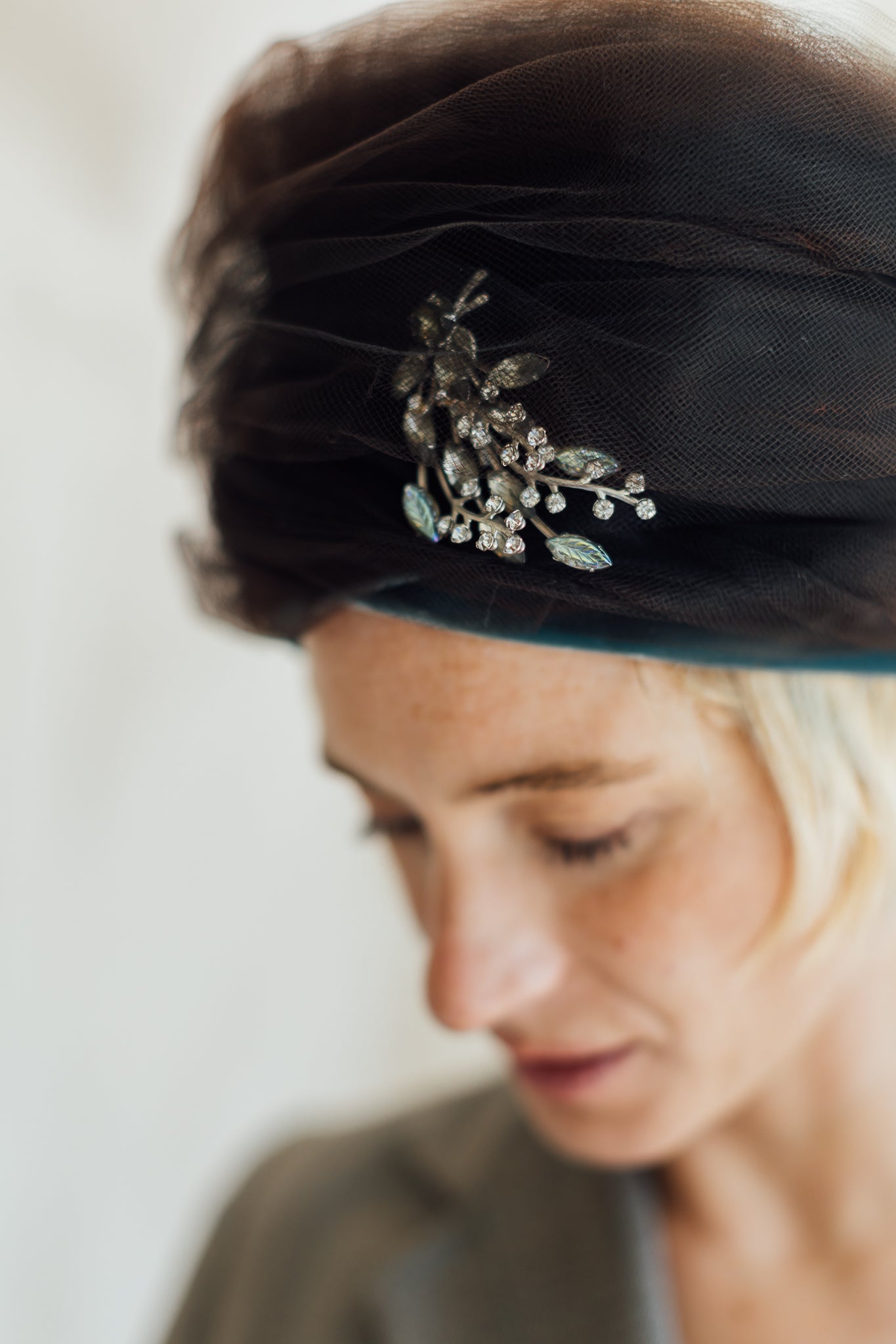 Original 1960's Tulle and Velvet Beehive Hat