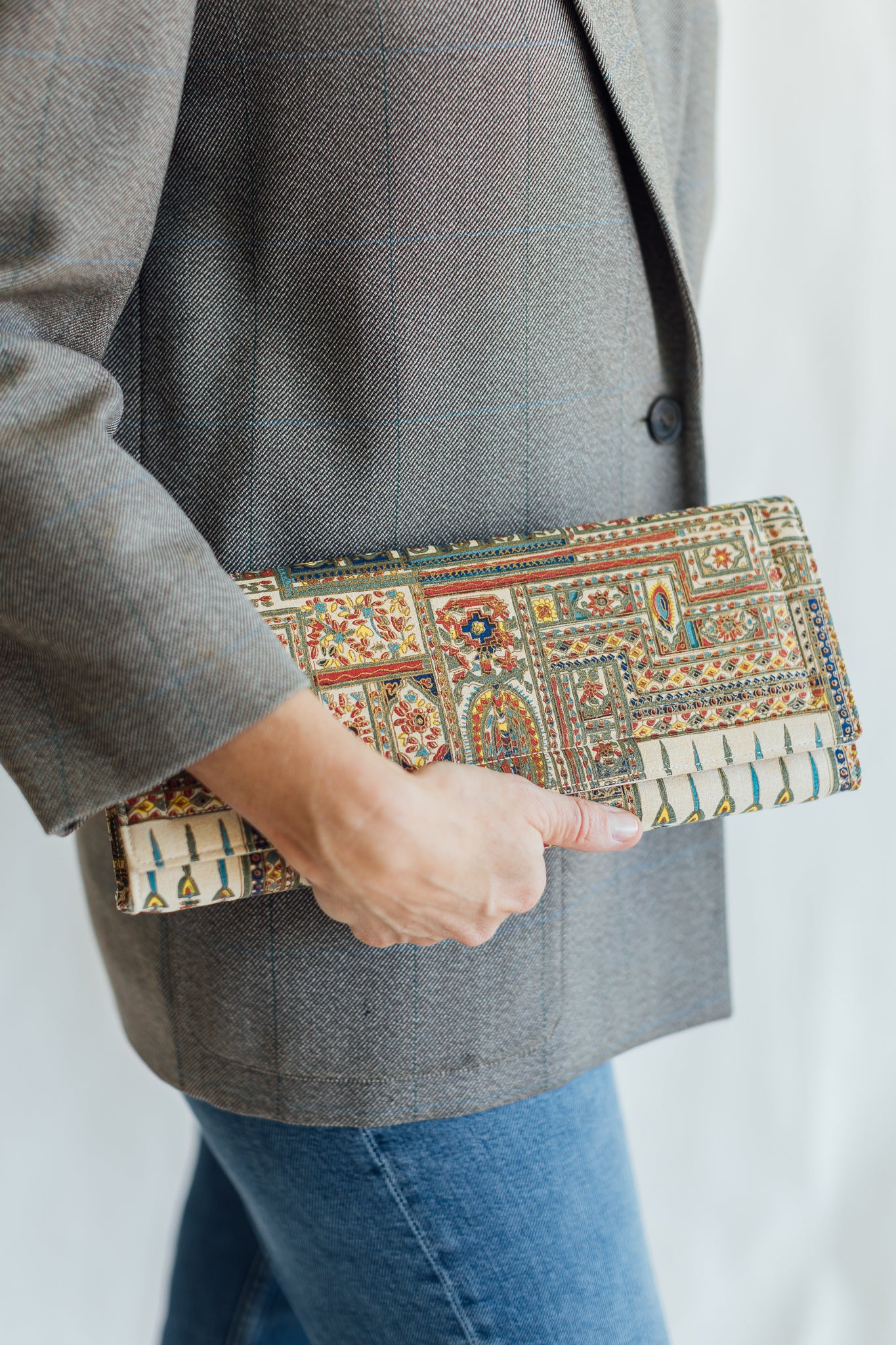Stylecraft Multicolored Textile Patterned Clutch