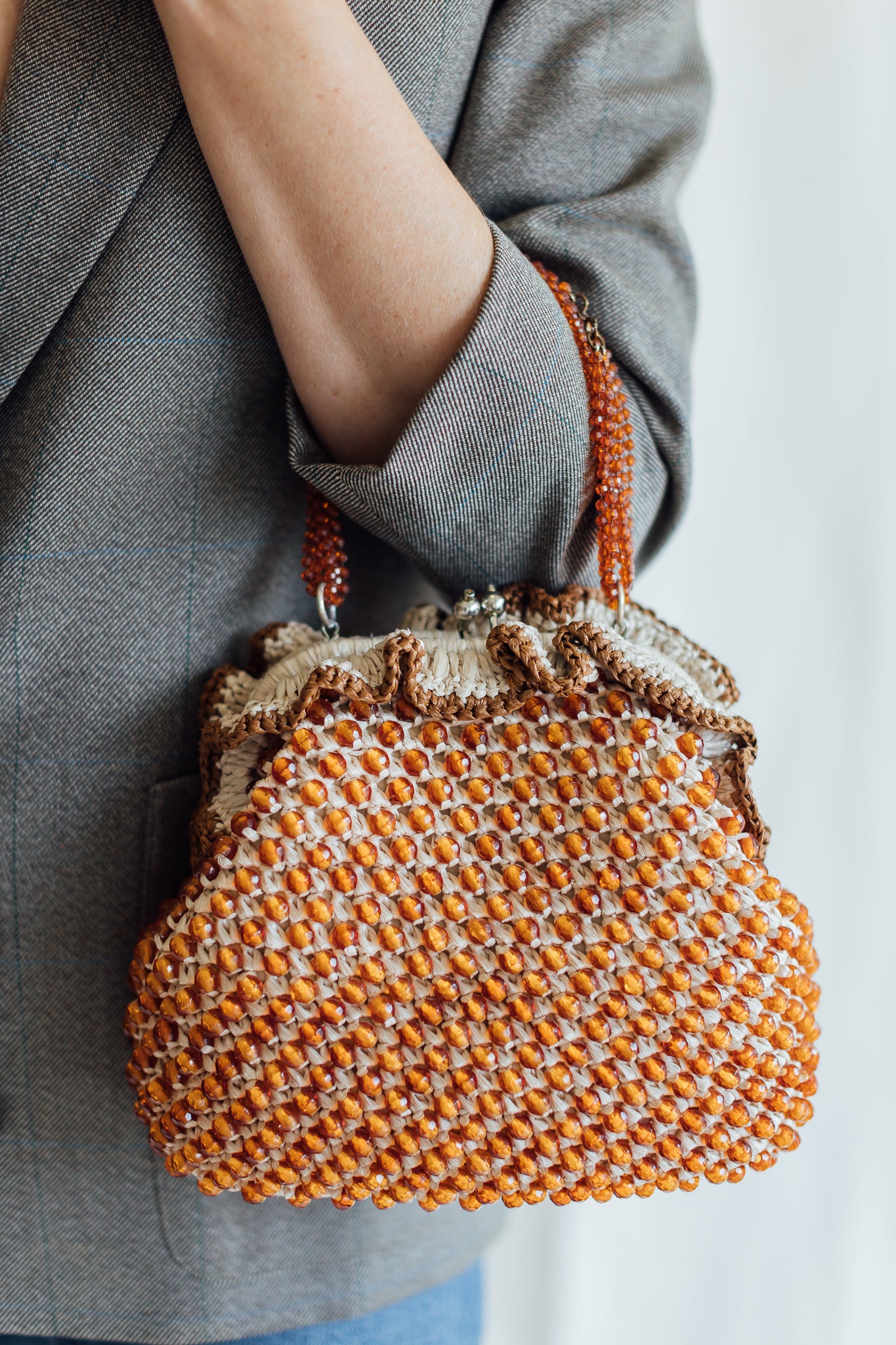 Orange Beaded Delill Bag