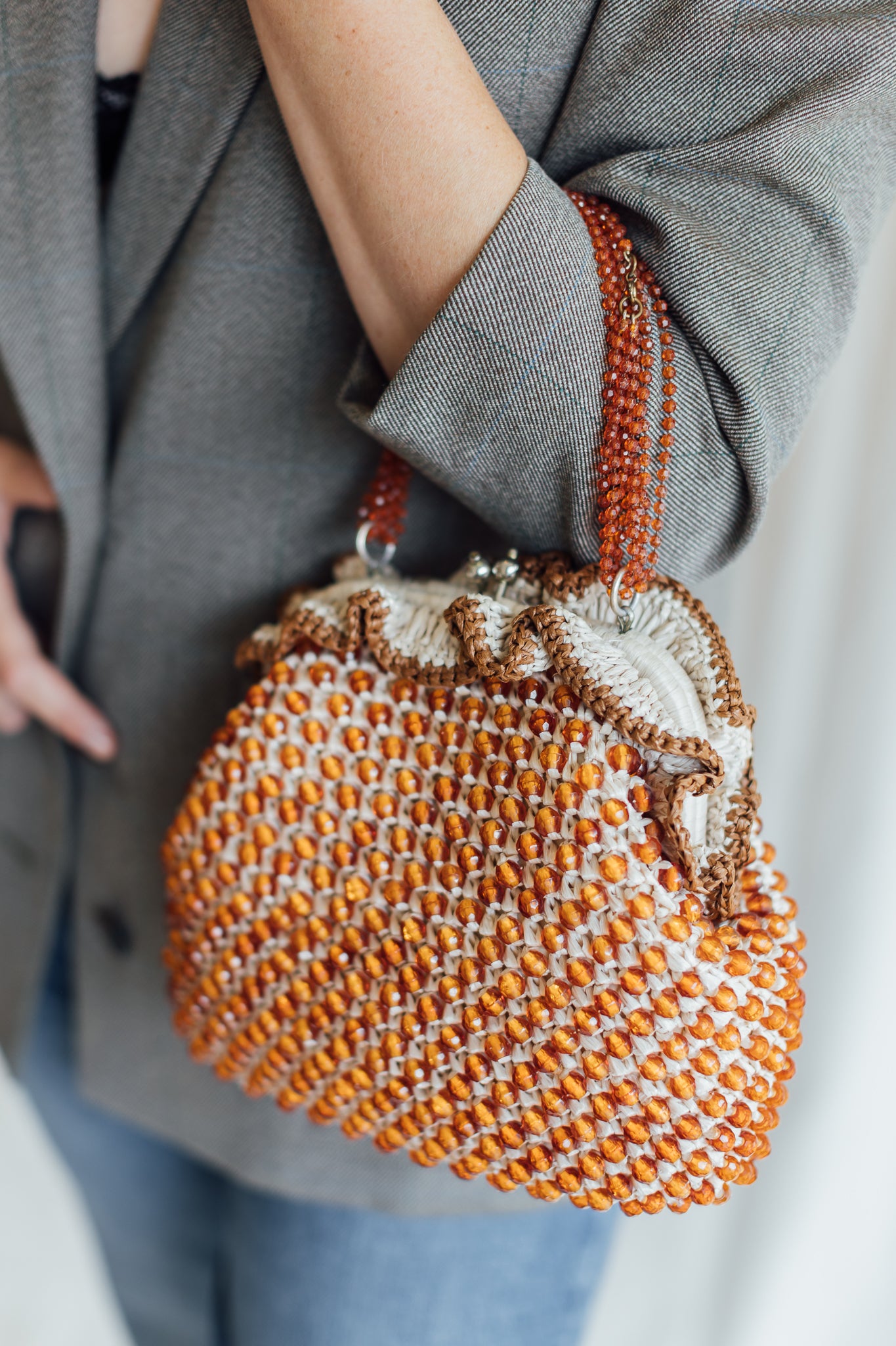 Orange Beaded Delill Bag