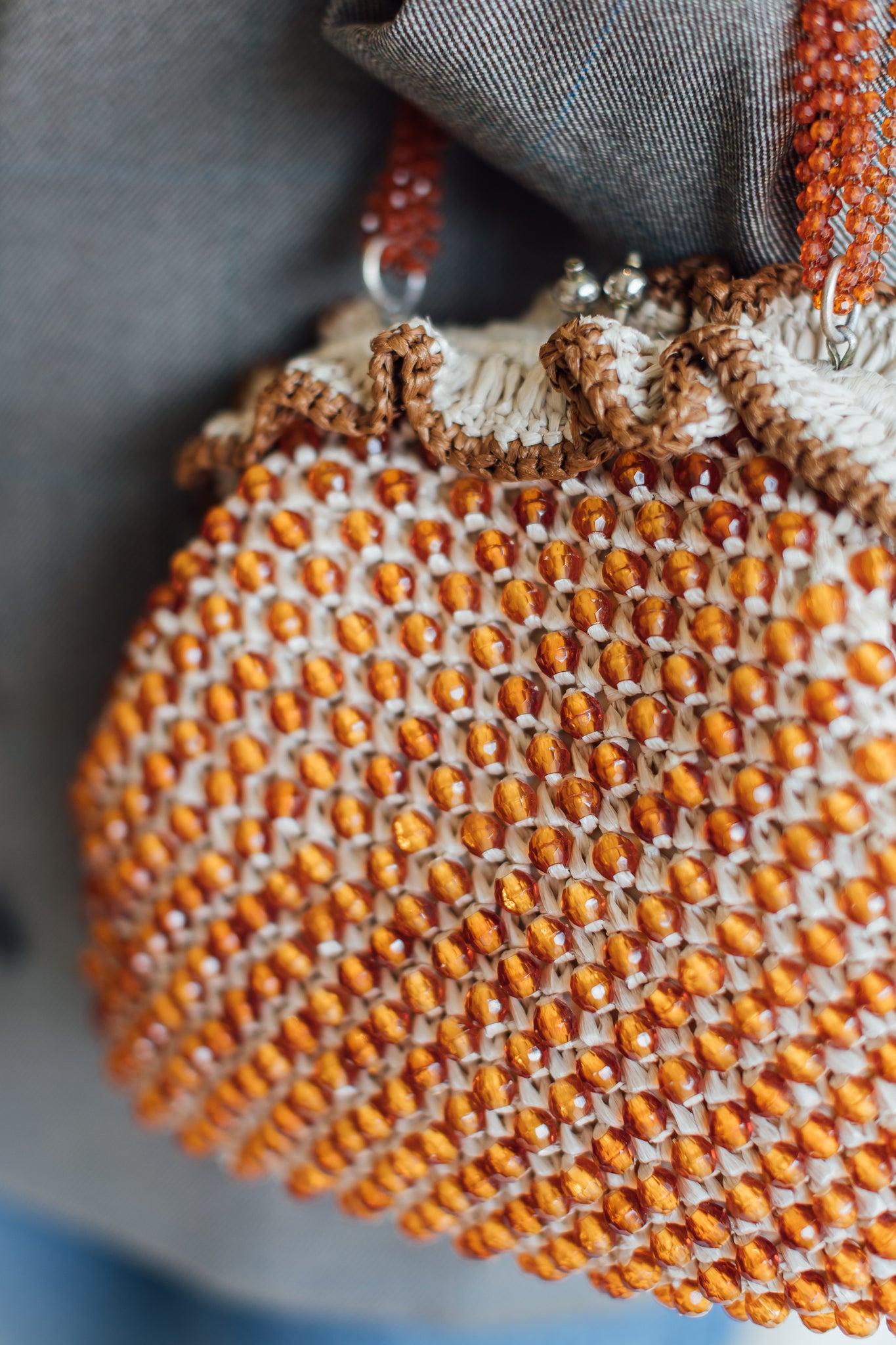 Orange Beaded Delill Bag