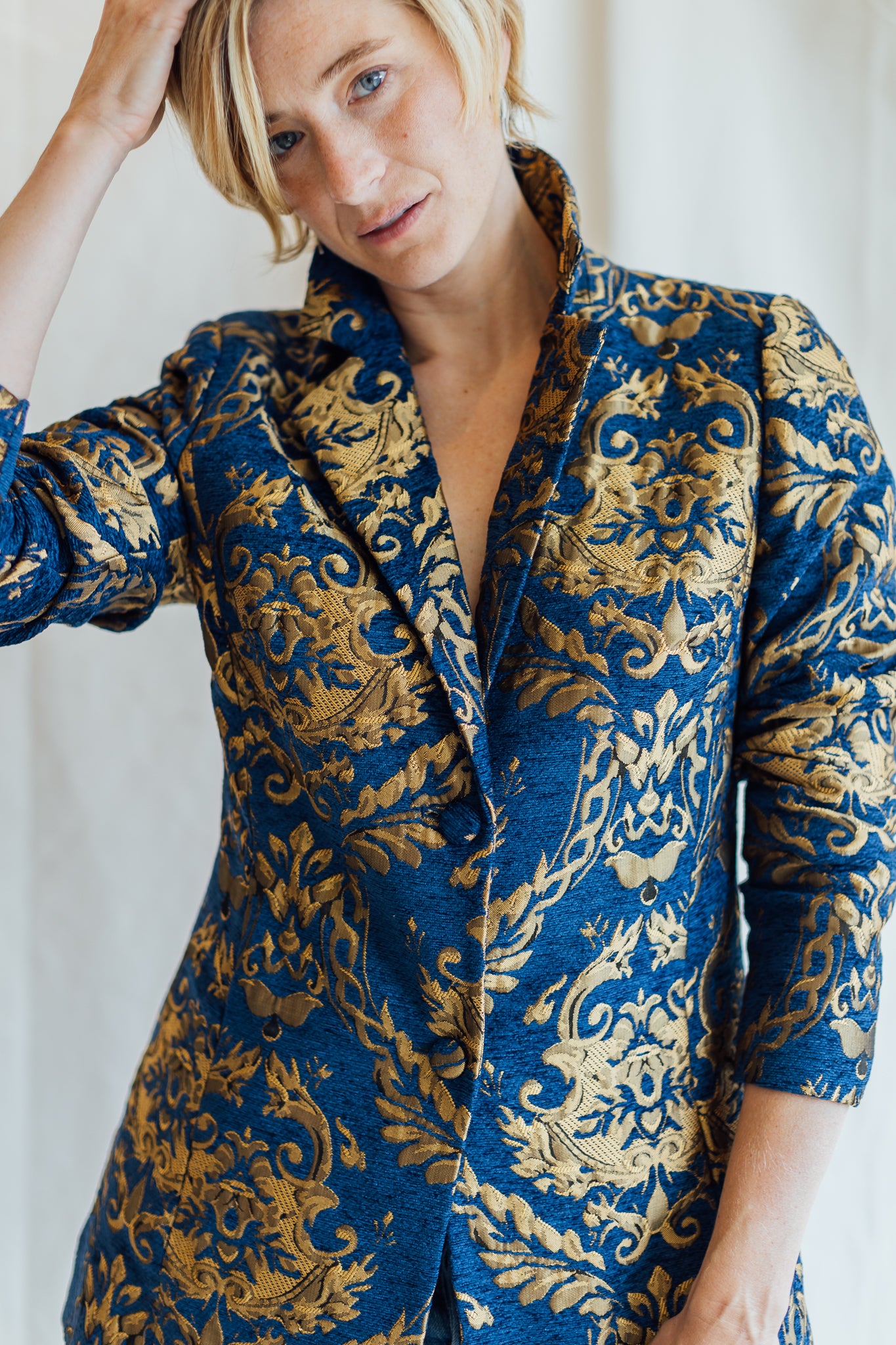 Venus Blue Jacquard Paisley Blazer