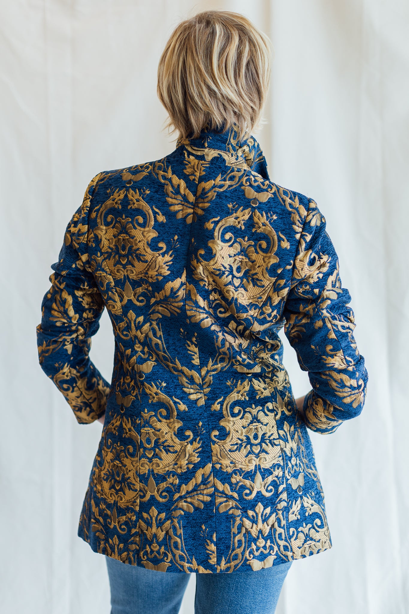 Venus Blue Jacquard Paisley Blazer