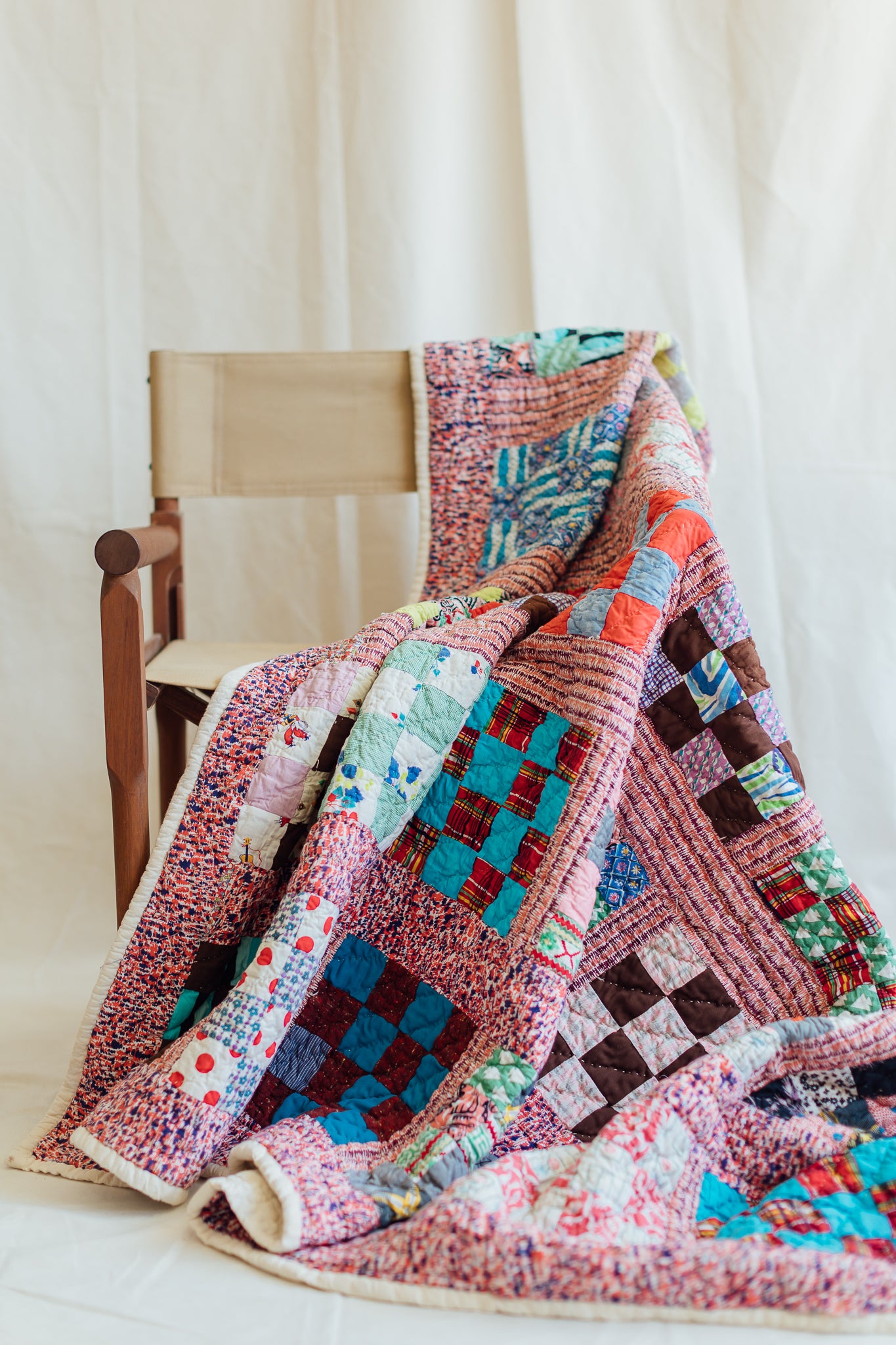 1950s Multi Print 9-Squares Quilt