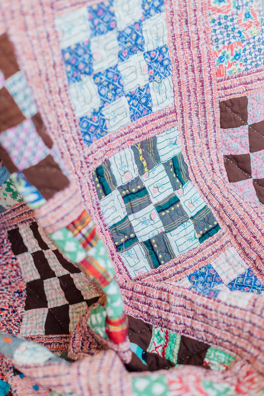 1950s Multi Print 9-Squares Quilt