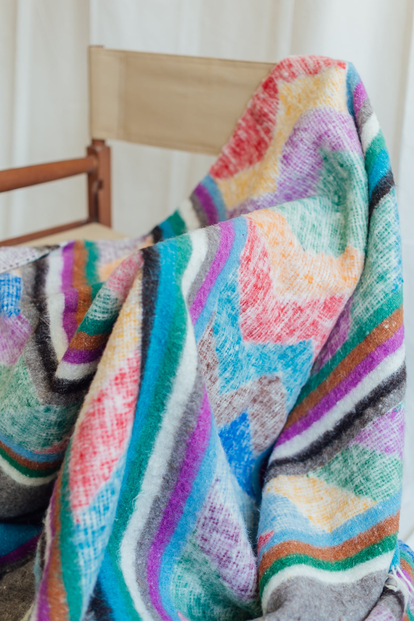 Vintage South American Wool Blanket - 72" x 88"
