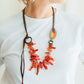 Red Coral Leather Necklace