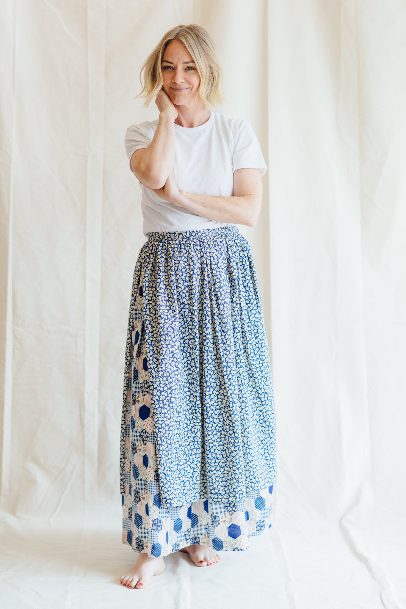 Blue Multi Floral Skirt