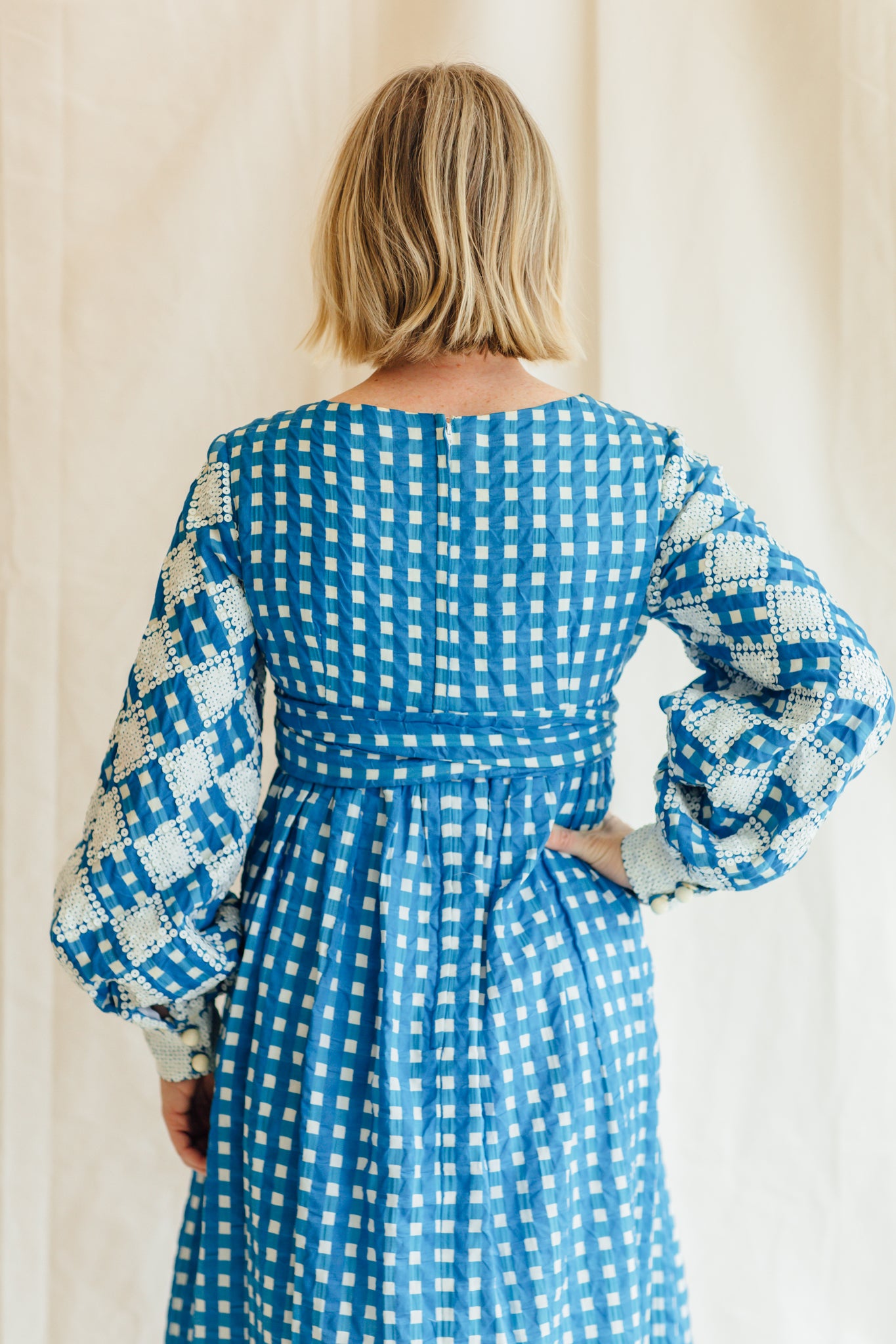 B. Altman & Co. Blue Plaid Check Dress