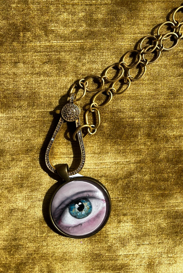 Modern Moghul Painted Lover's Eye Pendant