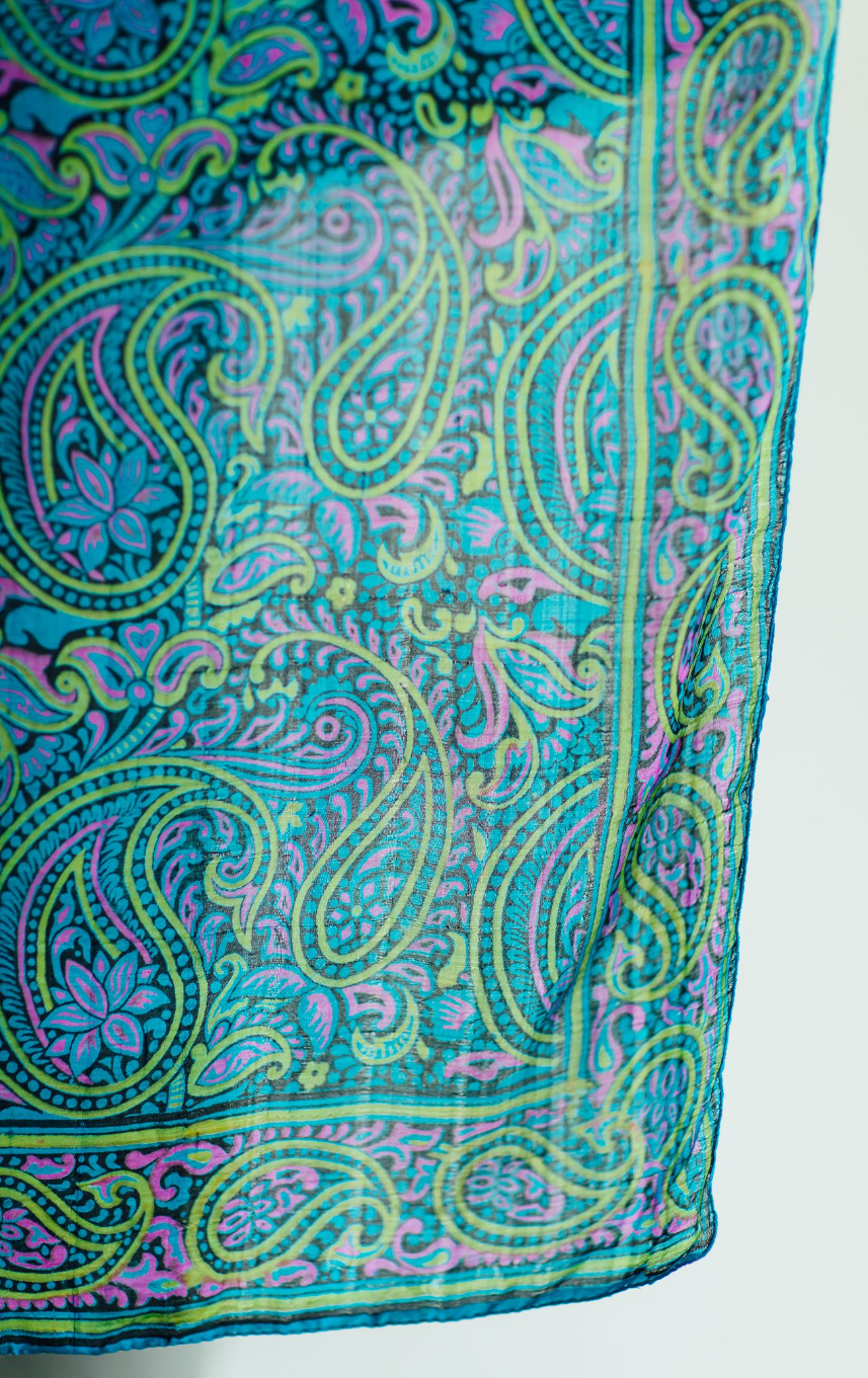 Aqua Paisley Silk Scarf