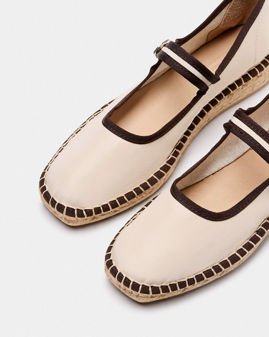 Naguisa Peonía Espadrille - Ecru/Brown