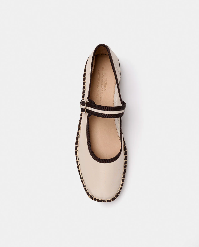 Naguisa Peonía Espadrille - Ecru/Brown