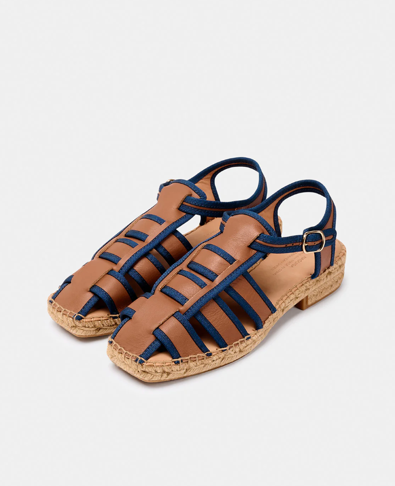 Naguisa Sativa Espadrille - Navy/Leather