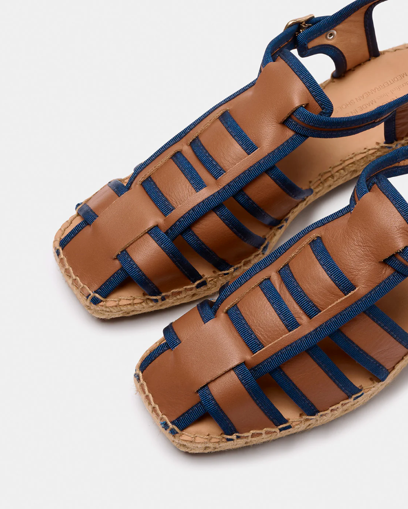 Naguisa Sativa Espadrille - Navy/Leather