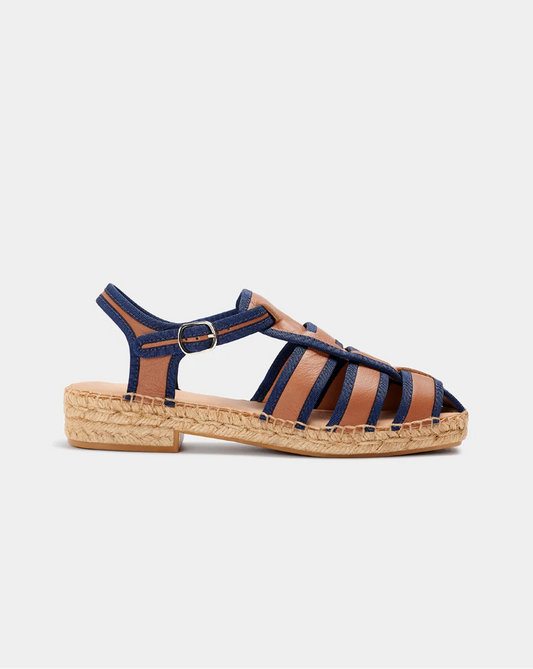 Naguisa Sativa Espadrille - Navy/Leather