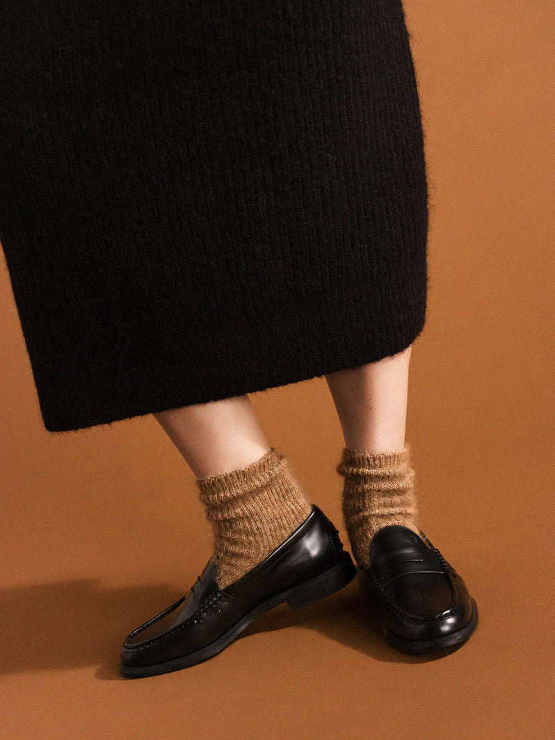 Hansel from Basel Shaggy Alpaca Turncuff Crew - Oatmeal