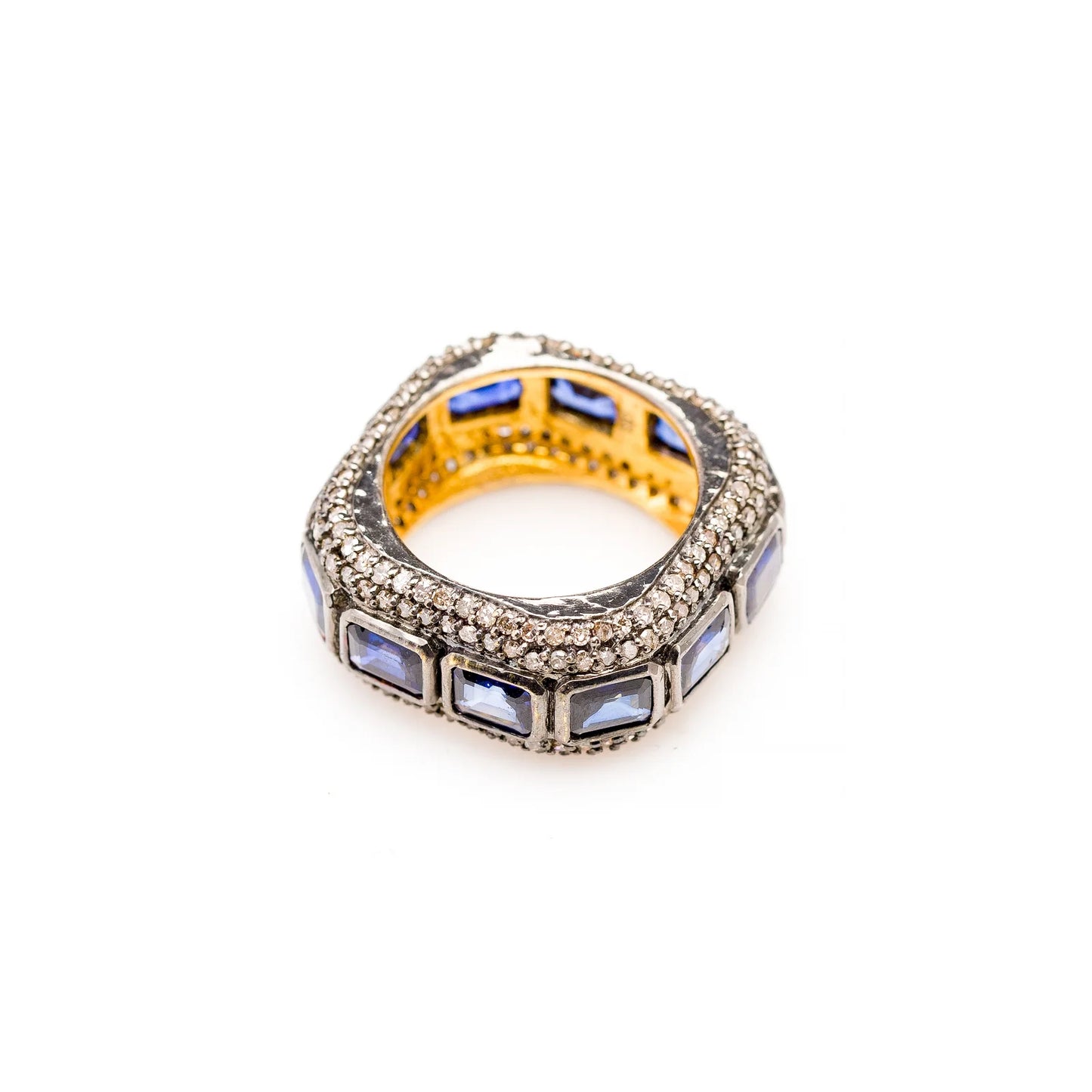 Modern Moghul Sapphire and Diamond Band Ring