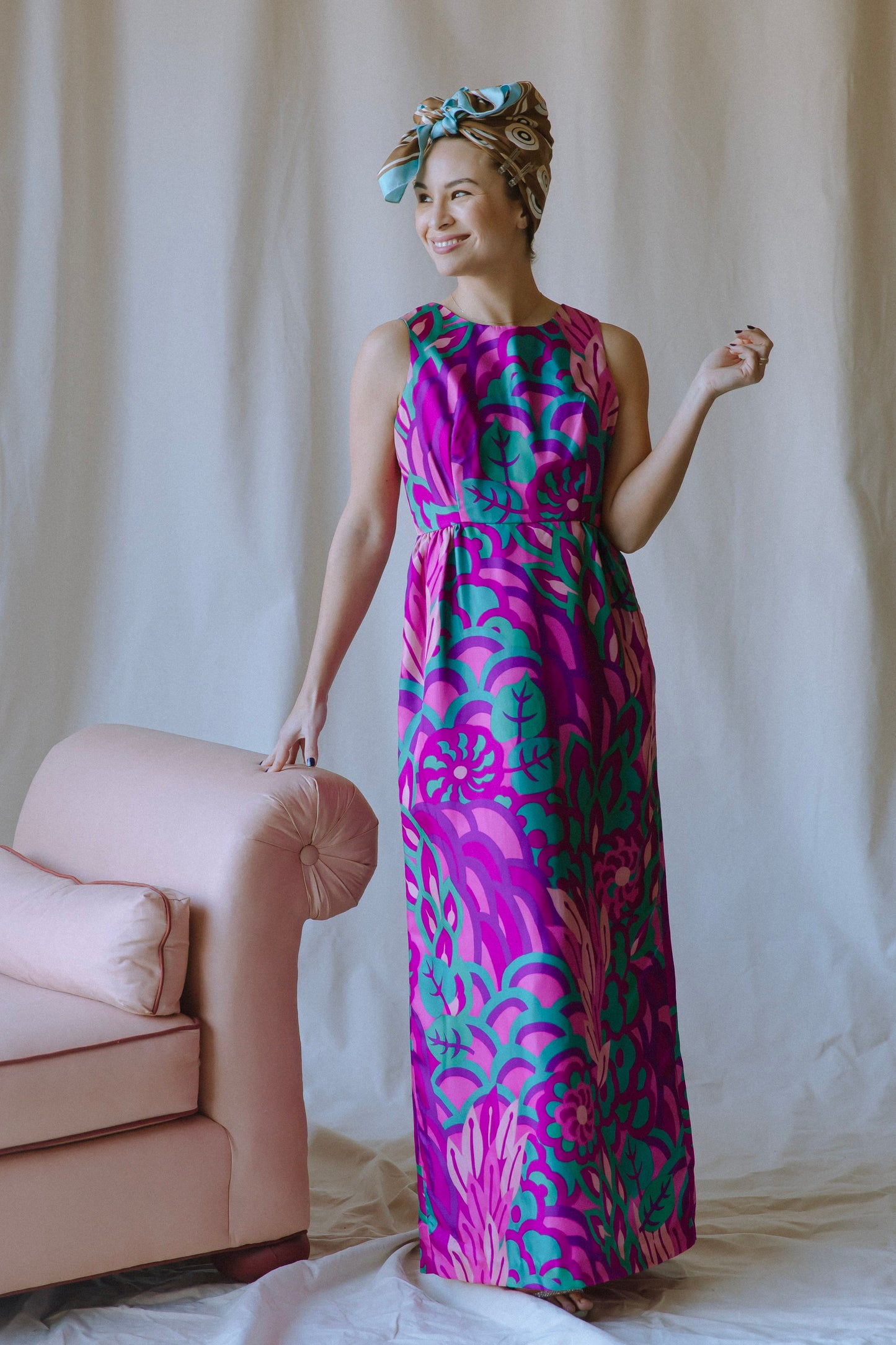 Wild Orchid Floral Silk Gown